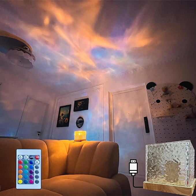 AuraGlow Crystal Sunset Lamp – 16 Color Ambient LED Light