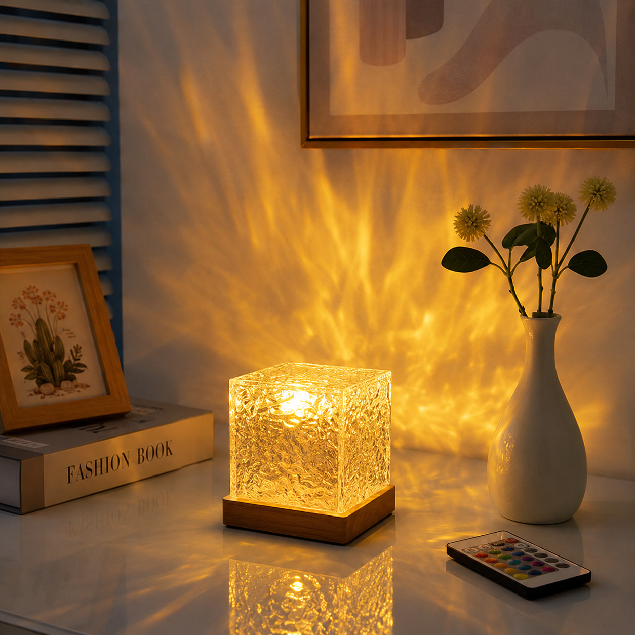 AuraGlow Crystal Sunset Lamp – 16 Color Ambient LED Light
