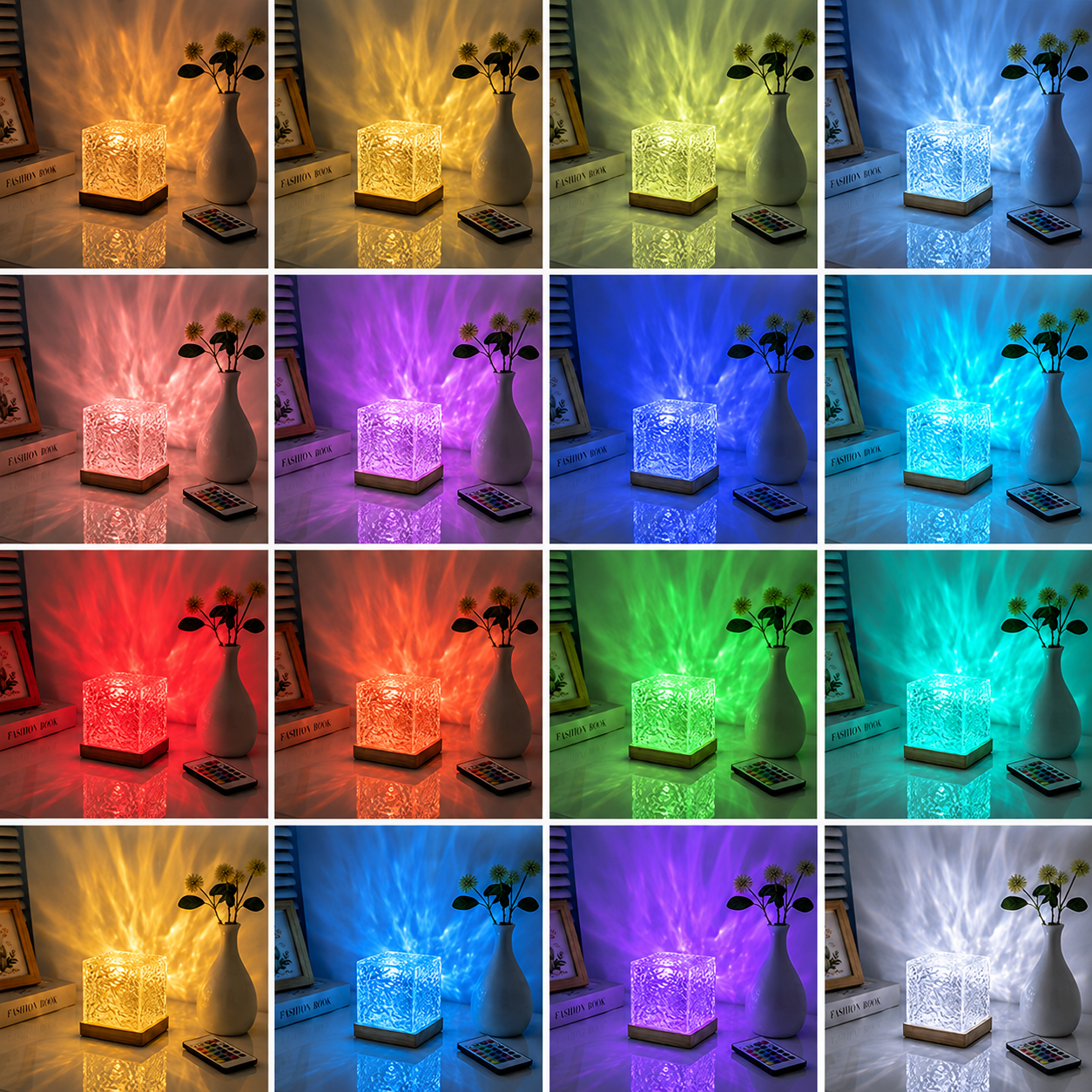 AuraGlow Crystal Sunset Lamp – 16 Color Ambient LED Light